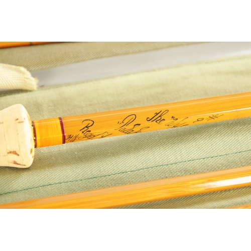 642 - A COLLECTION OF THREE VINTAGE HARDY SALMON RODS. A HARDY #9 ”THE WYE” PALAKONA SPLIT BAMBOO SALMON R... 