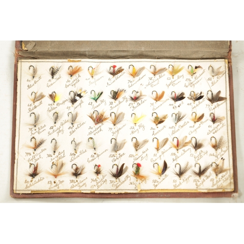 651 - THREE LEATHER FLY AND CAST WALLETS, one by Eaton & Deller, all containing various flies and casts, t... 