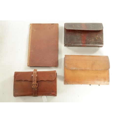 651 - THREE LEATHER FLY AND CAST WALLETS, one by Eaton & Deller, all containing various flies and casts, t... 