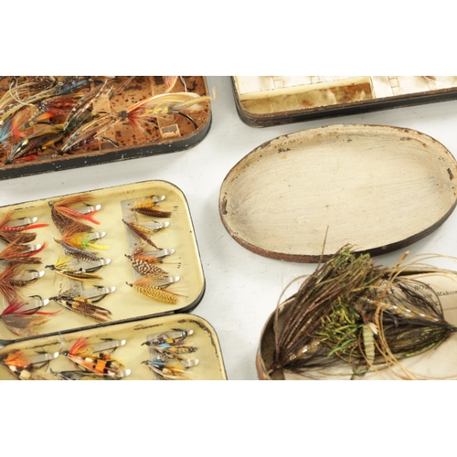 652 - A COLLECTION OF TEN FISHING FLY TINS WITH VARIOUS FLIES, one named Charles Farlow and another F.T. W... 