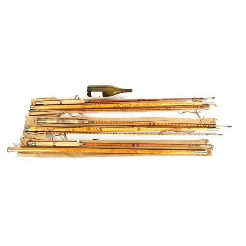 655 - A COLLECTION OF THREE VINTAGE SPLIT CANE FLY FISHING TROUT RODS two by ARMSTRONG & CO. Newcastle-on-... 