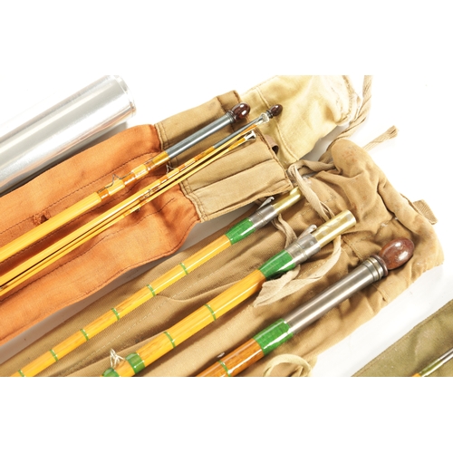 657 - A COLLECTION OF THREE VINTAGE HARDY FLY RODS, a ''THE KEITH ROLLO'', PALAKONA, TROUT ROD in metal ca... 