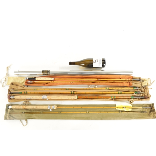 657 - A COLLECTION OF THREE VINTAGE HARDY FLY RODS, a ''THE KEITH ROLLO'', PALAKONA, TROUT ROD in metal ca... 