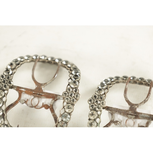 660 - A PAIR OF GEORGE III FINELY CUT STEELWORK AND DIAMANTINE BOWED SHOE BUCKLES (6cm wide 5cm high )