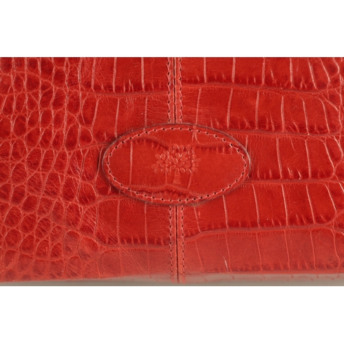 665 - A MULBERRY RED LEATHER FAUX CROCODILE SHOULDER BAG