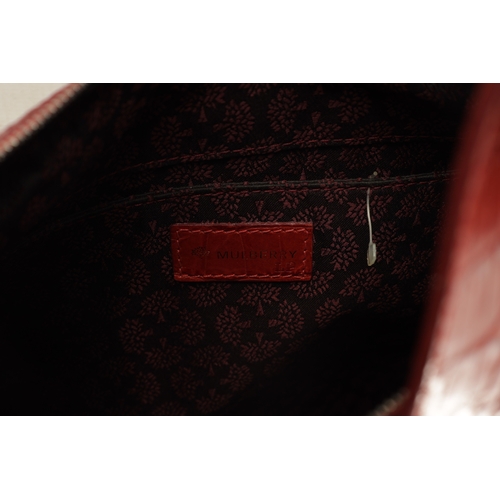 665 - A MULBERRY RED LEATHER FAUX CROCODILE SHOULDER BAG