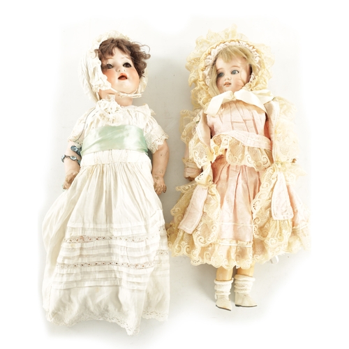 679 - TWO SIGNED BISQUE HEAD GERMAN DOLLS by Armand & Marseille, and Heubach Koppelsdorf. (2)