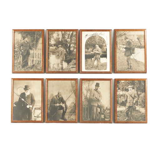 701 - A SET OF EIGHT PRINTS OF VINTAGE PHOTOGRAPHS depicting fishermen and their signatures. (8) (39.5cm h... 