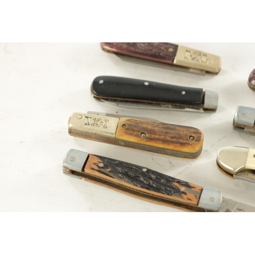 703 - A COLLECTION OF SEVEN FOLDING KNIVES BY GEORGE WOSTENHOLM, SHEFFIELD with various handles. (7)