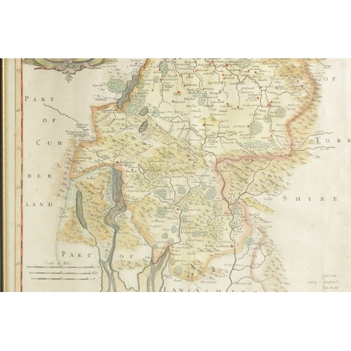 753 - AN EARLY JOHN SPEED COLOURED MAP OF THE NORTH & EAST RIDINGS OF YORKSHIRE 1676 edition by Bassett an... 