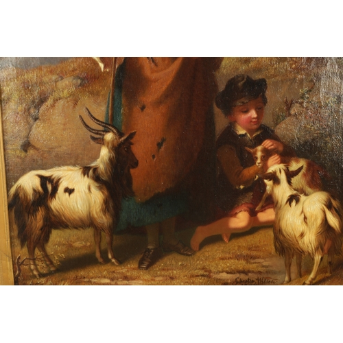 754 - CHESTER WILSON (1846-1855) A 19TH CENTURY OIL ON CANVAS “ THE GOATHERDS DAUGHTER” signed and dated 1... 