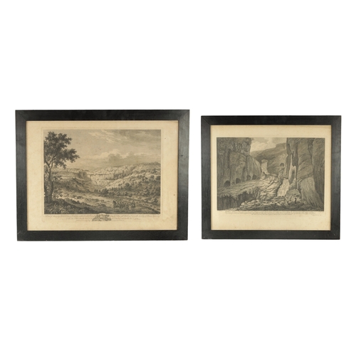 755 - TWO 18TH CENTURY ENGRAVED MONOCHROME PRINTS, both of Malham Cove, Yorkshire, after F. Vivars, the ot... 