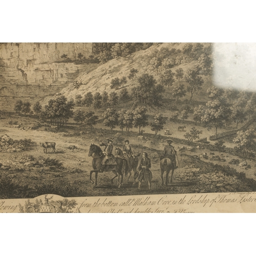 755 - TWO 18TH CENTURY ENGRAVED MONOCHROME PRINTS, both of Malham Cove, Yorkshire, after F. Vivars, the ot... 