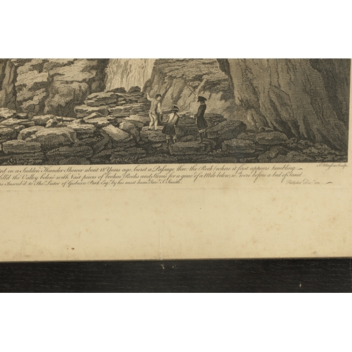 755 - TWO 18TH CENTURY ENGRAVED MONOCHROME PRINTS, both of Malham Cove, Yorkshire, after F. Vivars, the ot... 