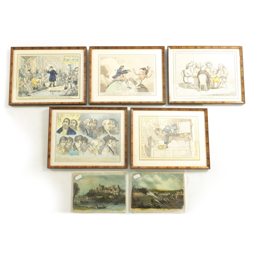 756 - TWO 19TH CENTURY COLOURED REVERSE PRINTED ENGRAVINGS OF RICHMOND AND HARROGATE together with A SET O... 