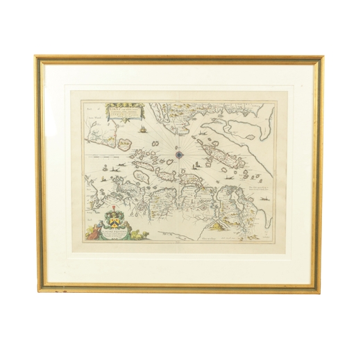 760 - JOHN BLAEU AN EARLY MAP OF “LORN” ON THE WEST COAST OF SCOTLAND - 1654 edition, mounted in glazed fr... 