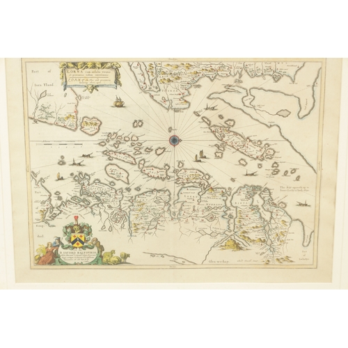 760 - JOHN BLAEU AN EARLY MAP OF “LORN” ON THE WEST COAST OF SCOTLAND - 1654 edition, mounted in glazed fr... 