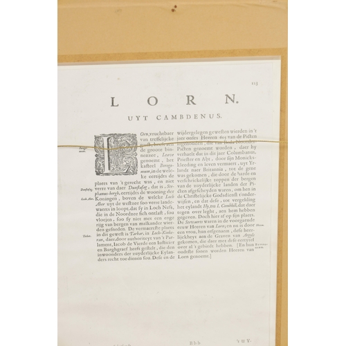 760 - JOHN BLAEU AN EARLY MAP OF “LORN” ON THE WEST COAST OF SCOTLAND - 1654 edition, mounted in glazed fr... 