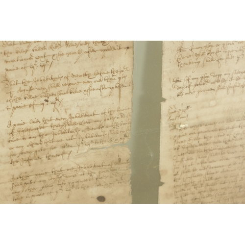 762 - AN EARLY DOUBLE SIDED FRAMED INDENTURE “THE ORIGINAL BYE-LAWS OF THE PARISH OF GIGGLESWICK” 1564, 6T... 