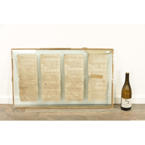 762 - AN EARLY DOUBLE SIDED FRAMED INDENTURE “THE ORIGINAL BYE-LAWS OF THE PARISH OF GIGGLESWICK” 1564, 6T... 