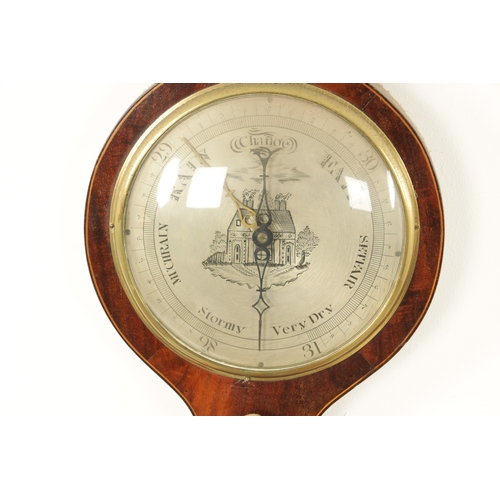 768 - A COLLECTION OF THREE GEORGIAN MAHOGANY WHEEL BAROMETERS, the shell inlaid cased barometers signed C... 