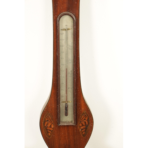 768 - A COLLECTION OF THREE GEORGIAN MAHOGANY WHEEL BAROMETERS, the shell inlaid cased barometers signed C... 