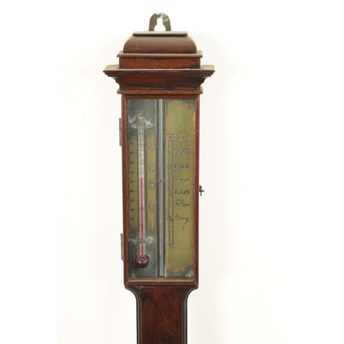 769 - A COLLECTION OF THREE 20TH CENTURY GEORGIAN STYLE STICK BAROMETERS in mahogany cases with calibrated... 