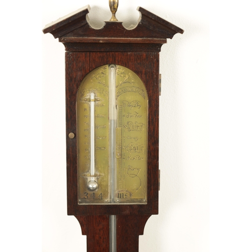 769 - A COLLECTION OF THREE 20TH CENTURY GEORGIAN STYLE STICK BAROMETERS in mahogany cases with calibrated... 