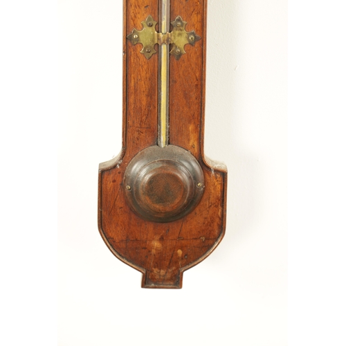 770 - PRATT, ASKRIGG. A GEORGIAN YORKSHIRE MADE STICK BAROMETER having an arched mahogany case with an eng... 