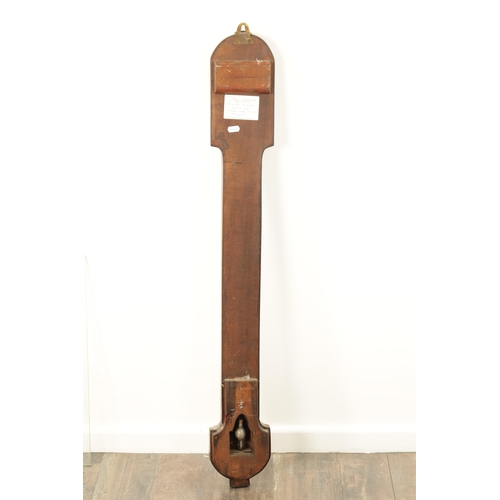 770 - PRATT, ASKRIGG. A GEORGIAN YORKSHIRE MADE STICK BAROMETER having an arched mahogany case with an eng... 