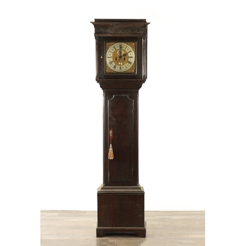 773 - JOHANNES W`ALLEY, DE BOLTON FECIT. AN EARLY 18TH CENTURY EIGHT DAY LONGCASE CLOCK, the oak case encl... 