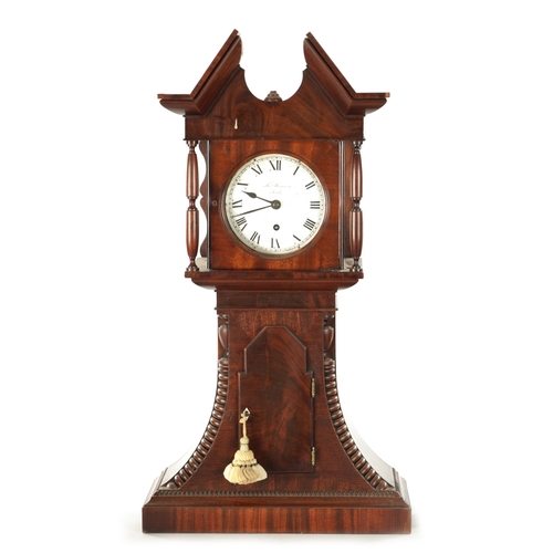 775 - THOMAS HARGRAVES, SETTLE. A RARE WILLIAM IV WEIGHT DRIVEN TABLE CLOCK the figured mahogany case with... 