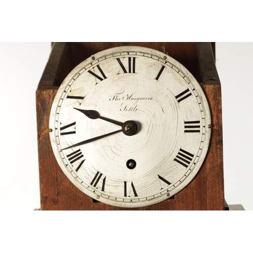 775 - THOMAS HARGRAVES, SETTLE. A RARE WILLIAM IV WEIGHT DRIVEN TABLE CLOCK the figured mahogany case with... 