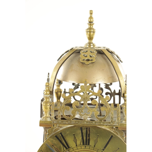 783 - J. BOOTH, LONDON. A 19TH CENTURY ENGLISH DOUBLE FUSEE LANTERN CLOCK, the brass case with Roman chapt... 