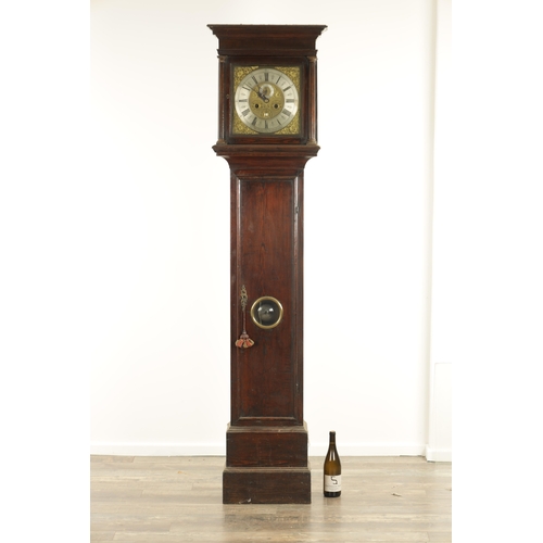 795 - JONAS BARBER, BOWLAND BRIDGE. AN EARLY 18TH CENTURY EIGHT DAY LONGCASE CLOCK the slender pine case w... 