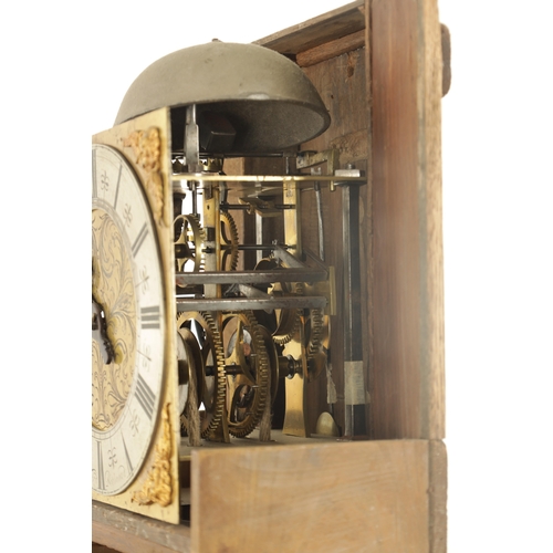 804 - JOHN WARD, RICHMOND. AN EARLY 18TH CENTURY VERGE 30-HOUR LONGCASE CLOCK, the elm case of small propo... 