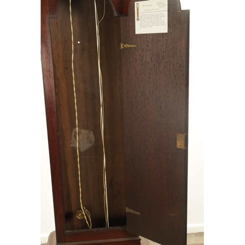 805 - JOHN OGDEN, DARLINGTON. A GEORGE II EIGHT DAY LONGCASE CLOCK the slender mahogany case with dental m... 