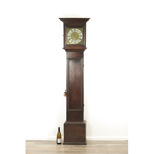 813 - ISAAC HADWEN, SEDBURGH. AN EARLY 18TH CENTURY 30-HOUR LONGCASE CLOCK the slender oak case with mould... 