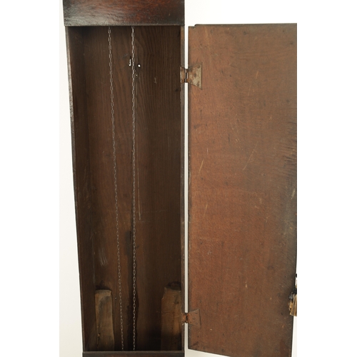 813 - ISAAC HADWEN, SEDBURGH. AN EARLY 18TH CENTURY 30-HOUR LONGCASE CLOCK the slender oak case with mould... 