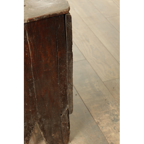 818 - A LATE 17TH CENTURY ELM PLANK COFFER with later punch decoration bearing initials J S and dated 1780... 