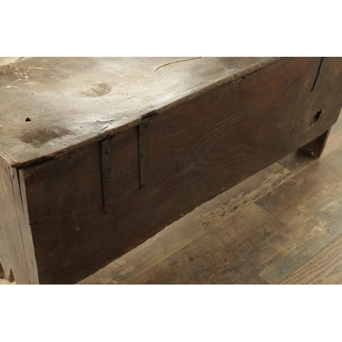 818 - A LATE 17TH CENTURY ELM PLANK COFFER with later punch decoration bearing initials J S and dated 1780... 