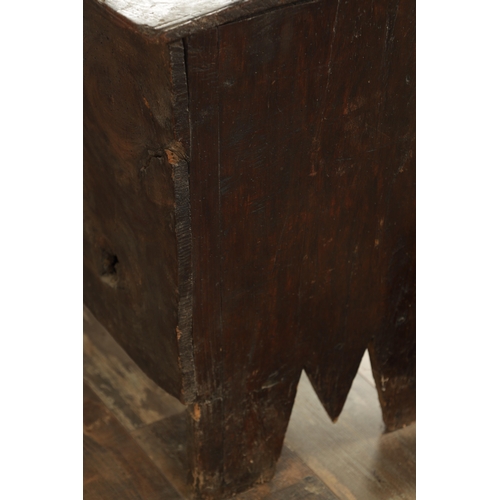 818 - A LATE 17TH CENTURY ELM PLANK COFFER with later punch decoration bearing initials J S and dated 1780... 