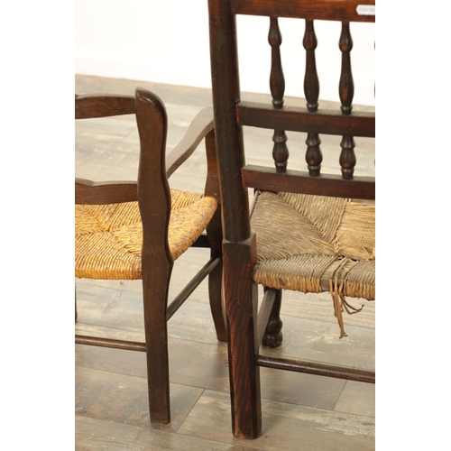 825 - A 17TH CENTURY JOINED OAK BACK STOOL TOGETHER WITH THREE 19TH CENTURY CHILDS CHAIRS (back stool 43cm... 