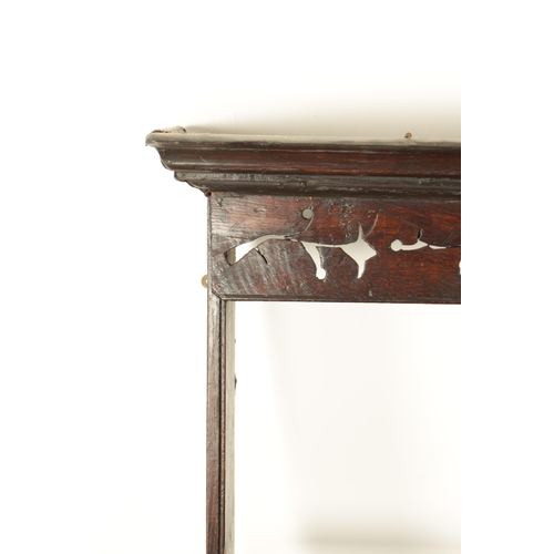 836 - AN 18TH CENTURY SMALL OAK DELFT RACK with cut-out frieze and tapered shelves (111cm wide 109cm high ... 