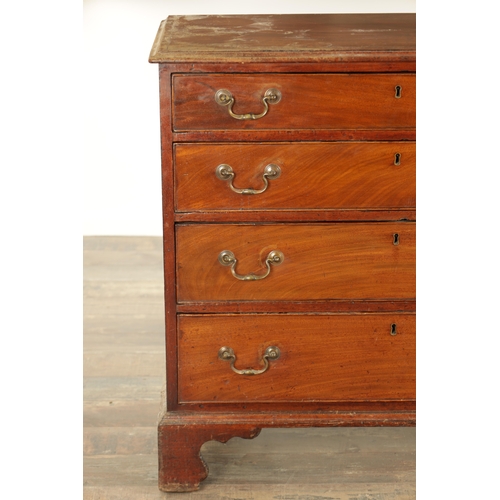 859 - A GEORGE III MAHOGANY CHEST OF DRAWERS with four long graduated drawers fitted with swan-neck handle... 