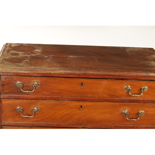 859 - A GEORGE III MAHOGANY CHEST OF DRAWERS with four long graduated drawers fitted with swan-neck handle... 