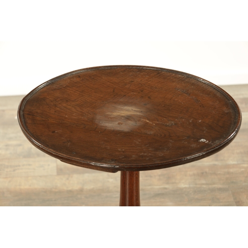 868 - AN EARLY 18TH CENTURY ELM TRIPOD TABLE with moulded edge top above a baluster-turned stem and tripod... 