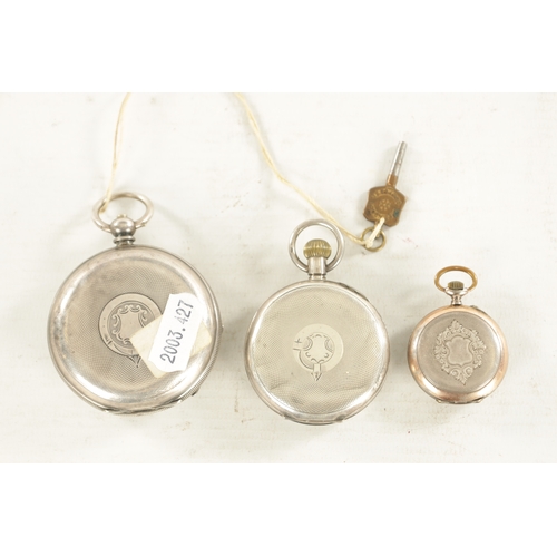 509A - A COLLECTION OF THREE OPEN FACED SILVER CASED POCKET WATCHES comprising of a key wound pocket watch ... 