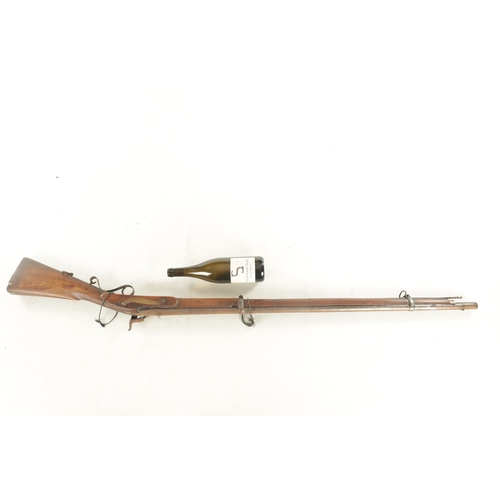 678a - A 19TH CENTURY PERCUSSION MUSKET, with steel mounts and lockplate, brass trigger guard and butt plat... 