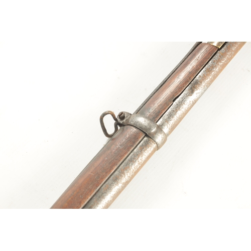 678a - A 19TH CENTURY PERCUSSION MUSKET, with steel mounts and lockplate, brass trigger guard and butt plat... 